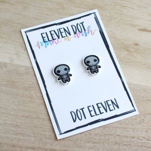 Skeleton Voodoo Doll Halloween Stud Post Earrings